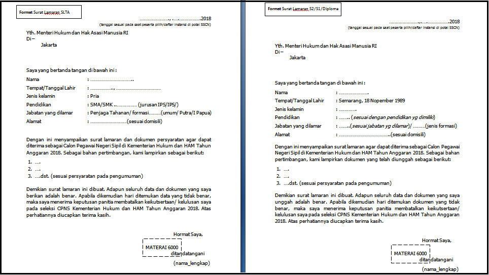 Detail Contoh Surat Pernyataan Kemenkumham 2018 Nomer 35