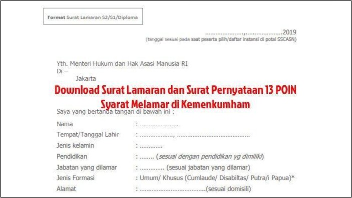 Detail Contoh Surat Pernyataan Kemenkumham 2019 Nomer 38