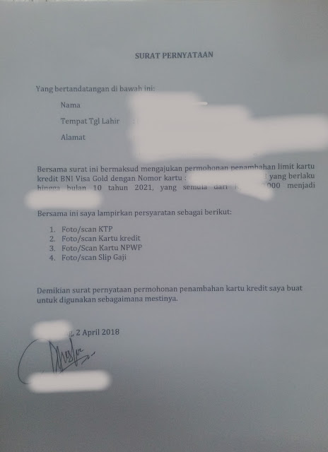 Detail Contoh Surat Pernyataan Kenaikan Limit Bni Nomer 5