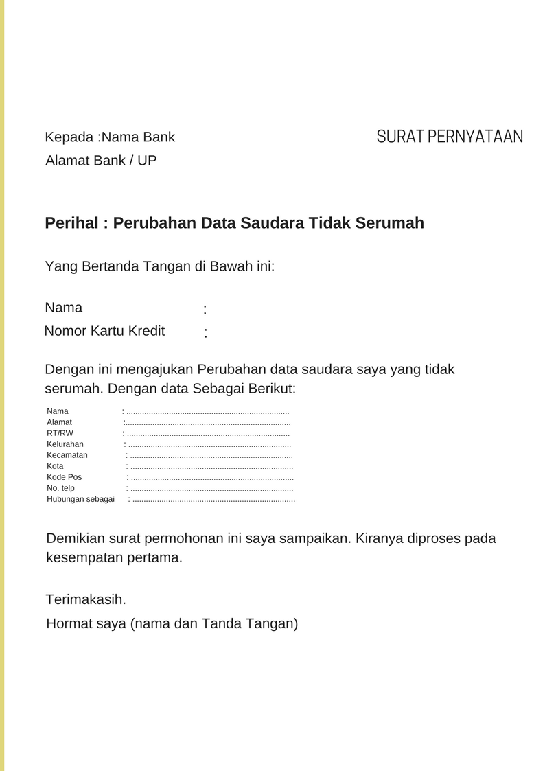 Detail Contoh Surat Pernyataan Kenaikan Limit Kartu Kredit Nomer 14