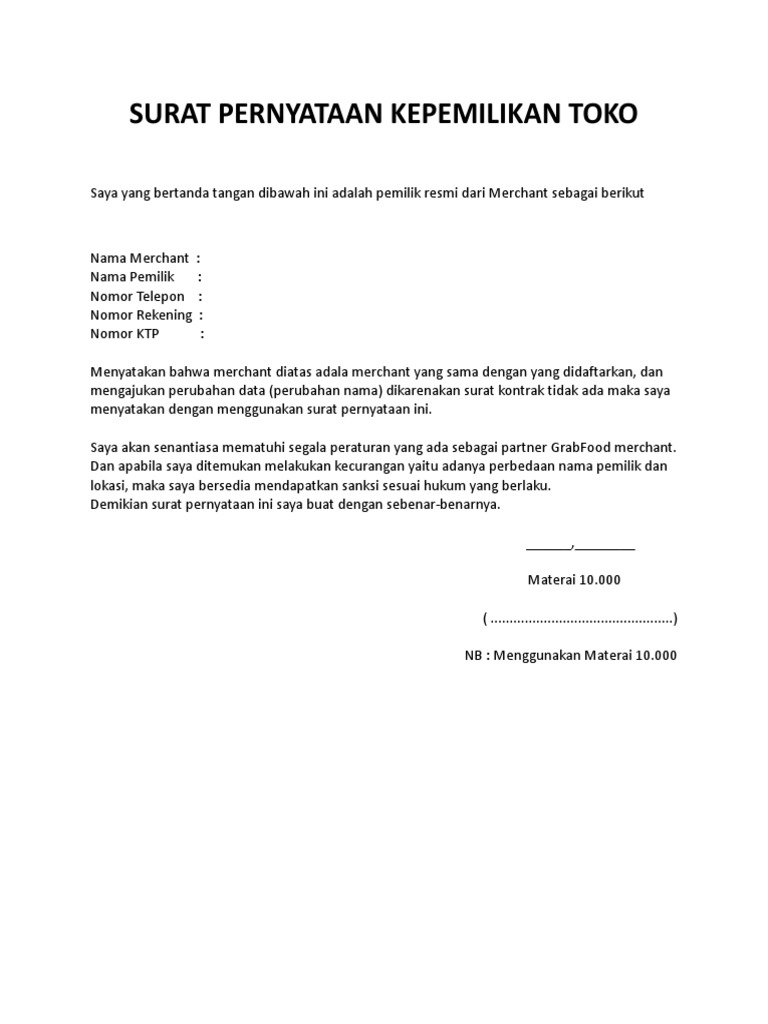 Detail Contoh Surat Pernyataan Kepemilikan Nomer 27