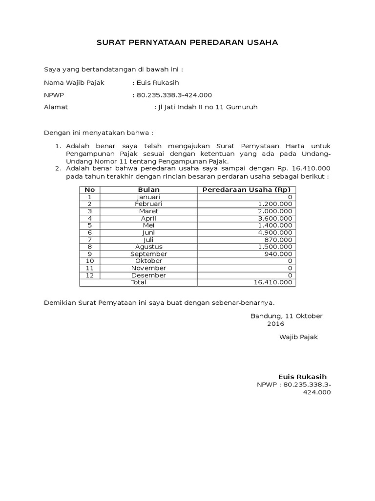 Detail Contoh Surat Pernyataan Kepemilikan Harta Tax Amnesty Nomer 32