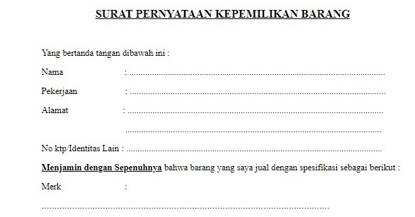 Detail Contoh Surat Pernyataan Kepemilikan Usaha Nomer 26