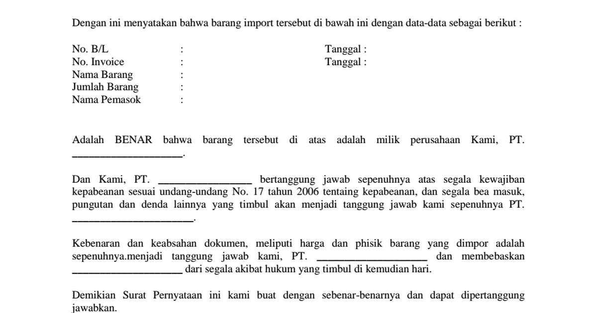 Detail Contoh Surat Pernyataan Kepemilikan Usaha Nomer 28