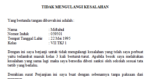 Detail Contoh Surat Pernyataan Kesalahan Kerja Nomer 38