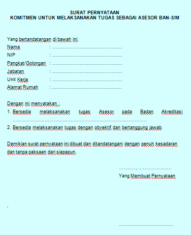 Detail Contoh Surat Pernyataan Komitmen Nomer 12