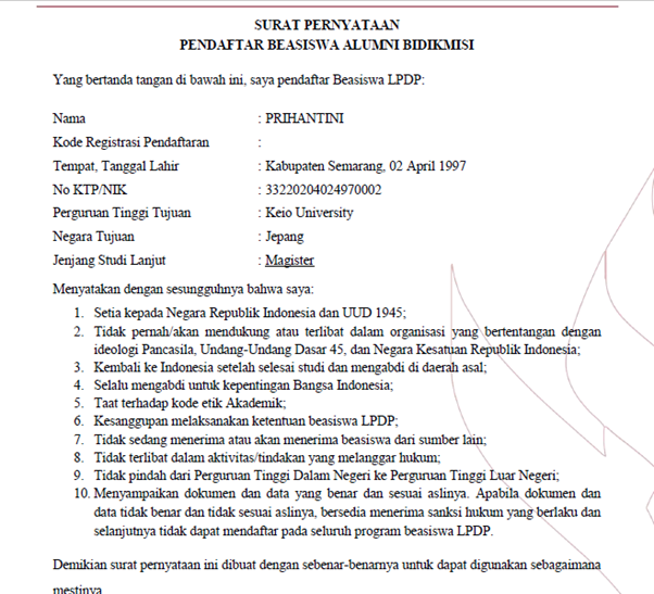 Detail Contoh Surat Pernyataan Lpdp Nomer 24