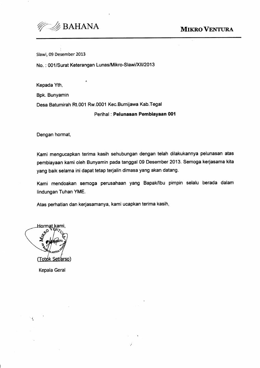 Detail Contoh Surat Pernyataan Lunas Nomer 2