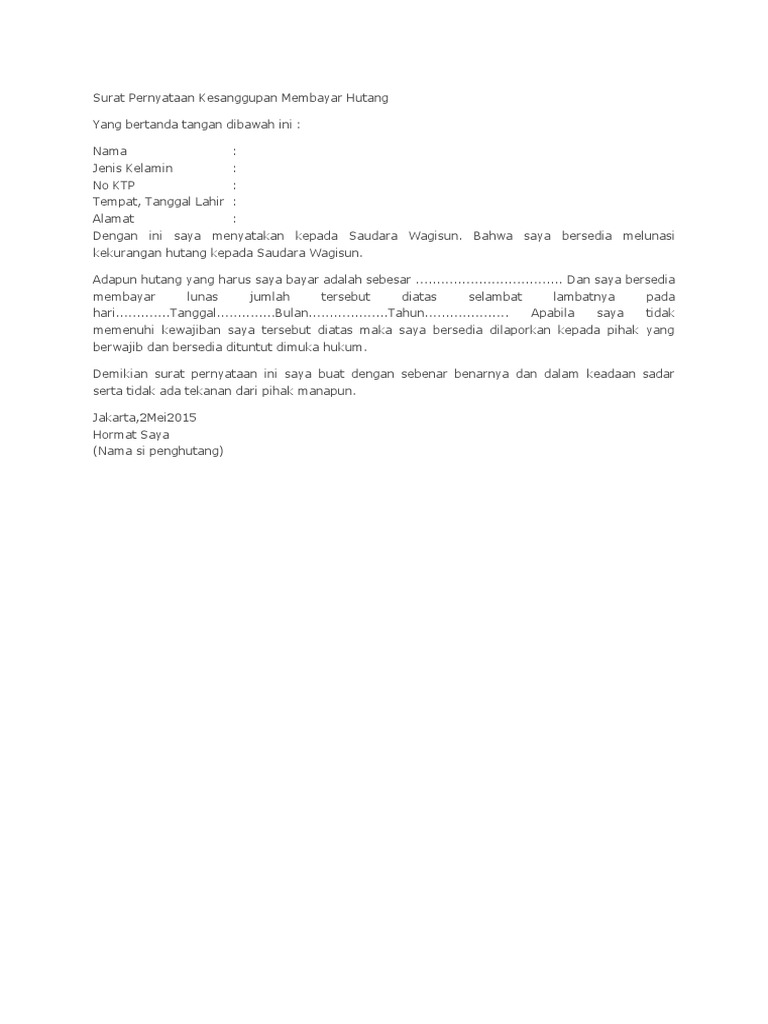 Detail Contoh Surat Pernyataan Lunas Hutang Piutang Nomer 30