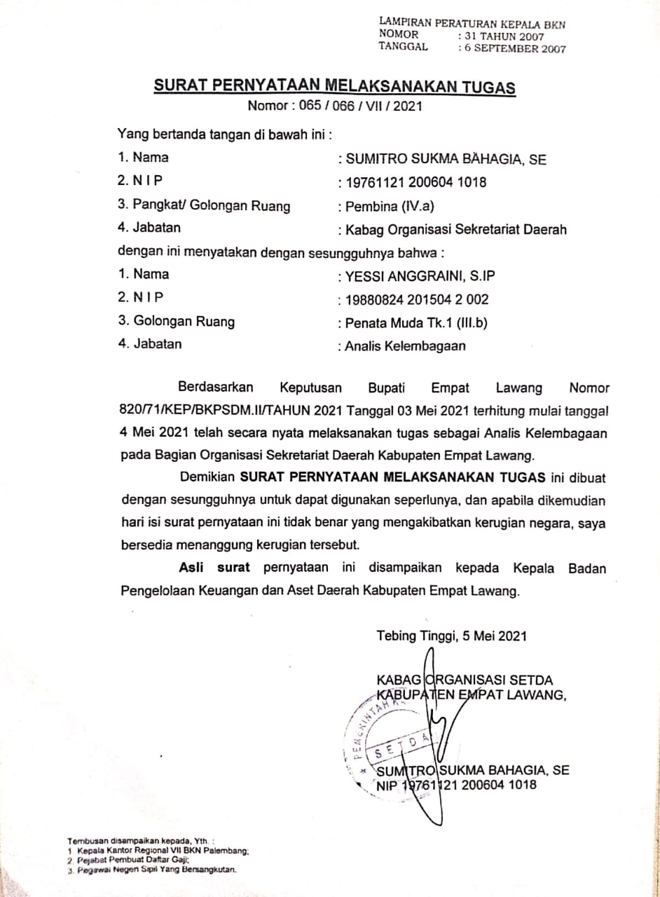 Detail Contoh Surat Pernyataan Melaksanakan Tugas Nomer 19