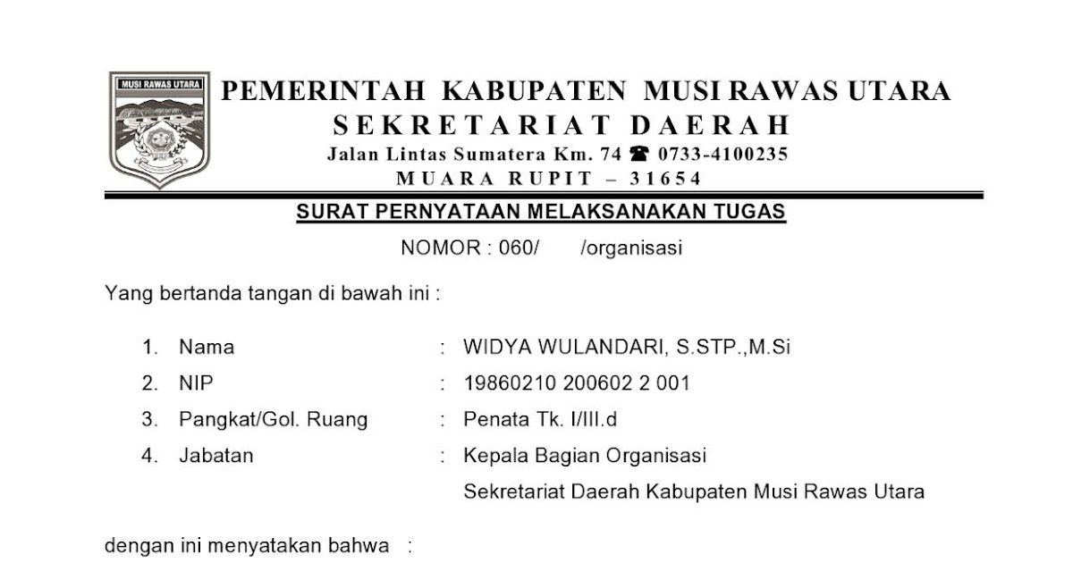 Detail Contoh Surat Pernyataan Melaksanakan Tugas Nomer 5