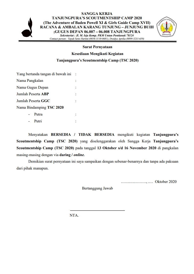 Detail Contoh Surat Pernyataan Mengikuti Kegiatan Nomer 7