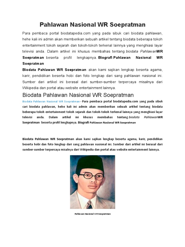 Detail Gambar Pahlawan Indonesia Wr Supratman Nomer 34