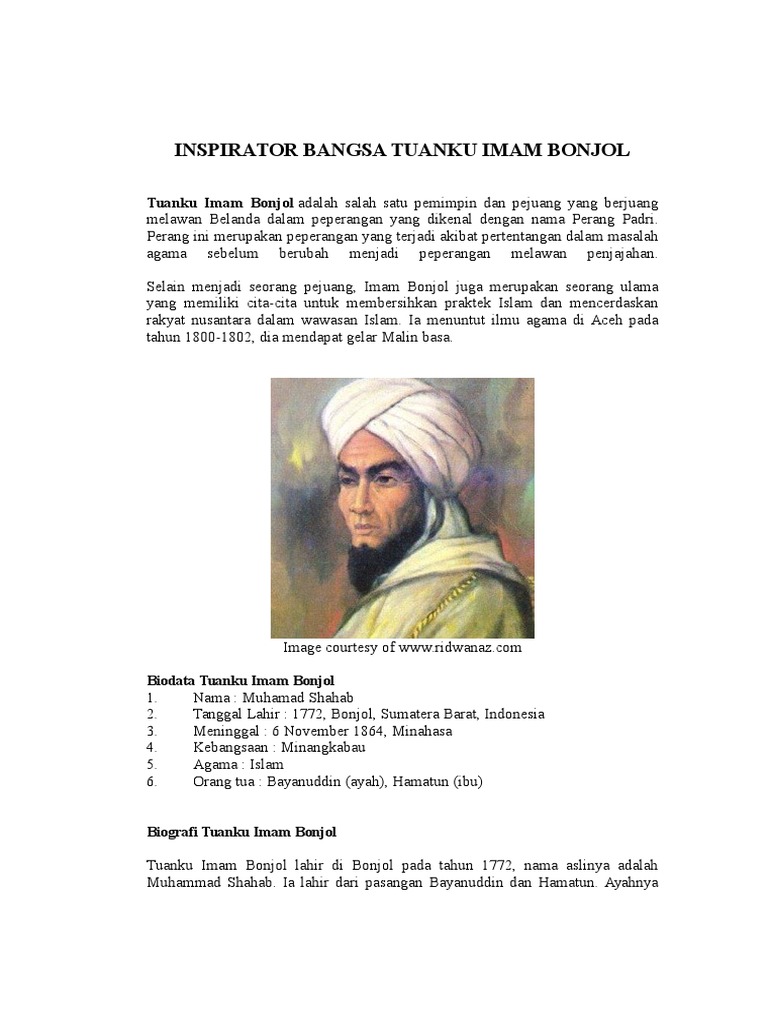 Detail Gambar Pahlawan Tuanku Imam Bonjol Koleksi Nomer 47
