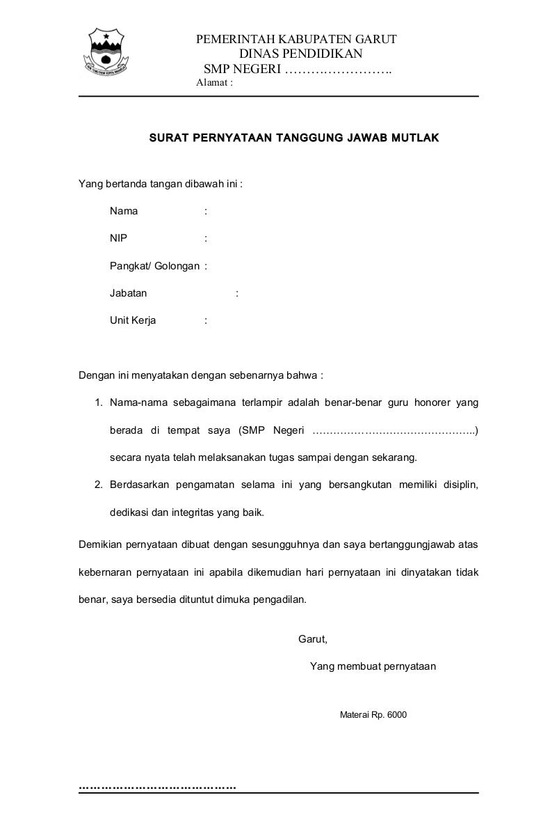 Detail Contoh Surat Pernyataan Mutlak Nomer 35