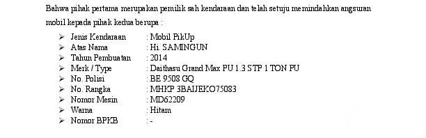 Detail Contoh Surat Pernyataan Oper Kredit Mobil Nomer 37