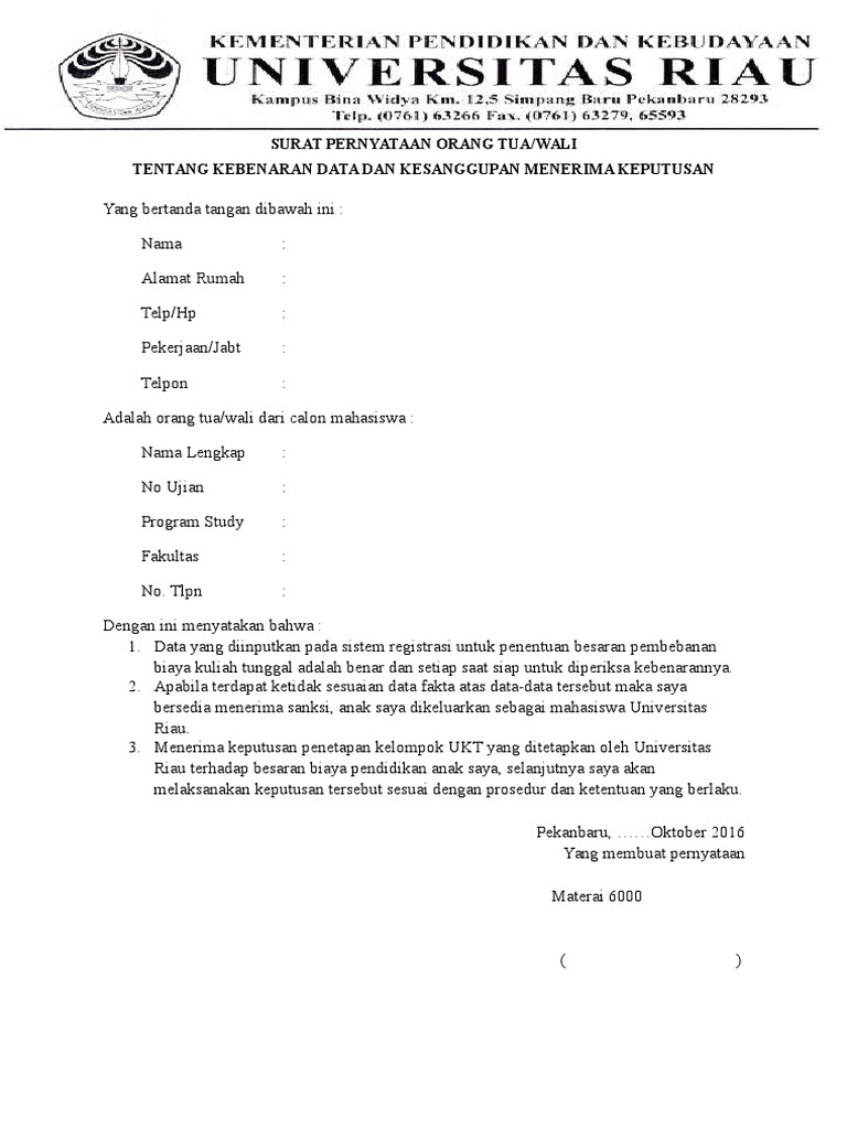 Detail Contoh Surat Pernyataan Orang Tua Nomer 40