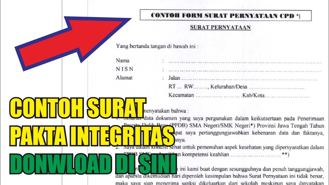 Detail Contoh Surat Pernyataan Pakta Integritas Nomer 31