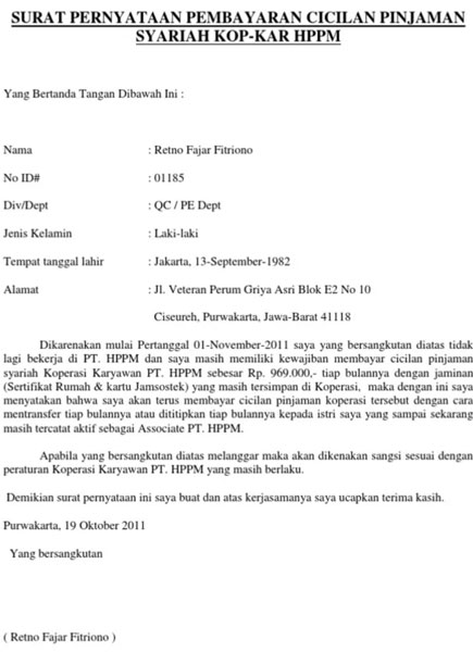 Detail Contoh Surat Pernyataan Pelunasan Hutang Nomer 56