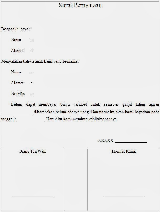 Download Contoh Surat Pernyataan Pembayaran Spp Nomer 24