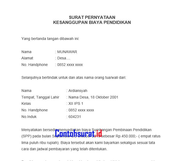 Detail Contoh Surat Pernyataan Pembayaran Spp Nomer 25