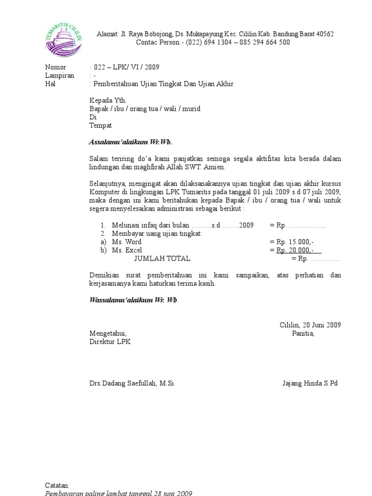 Detail Contoh Surat Pernyataan Pembayaran Spp Nomer 29