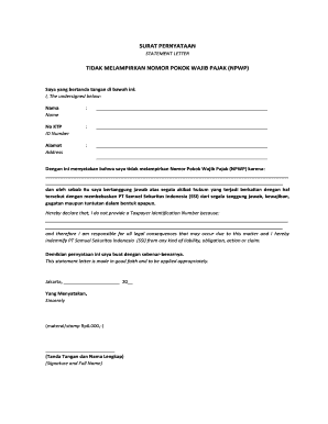 Detail Contoh Surat Pernyataan Pembuatan Npwp Nomer 23