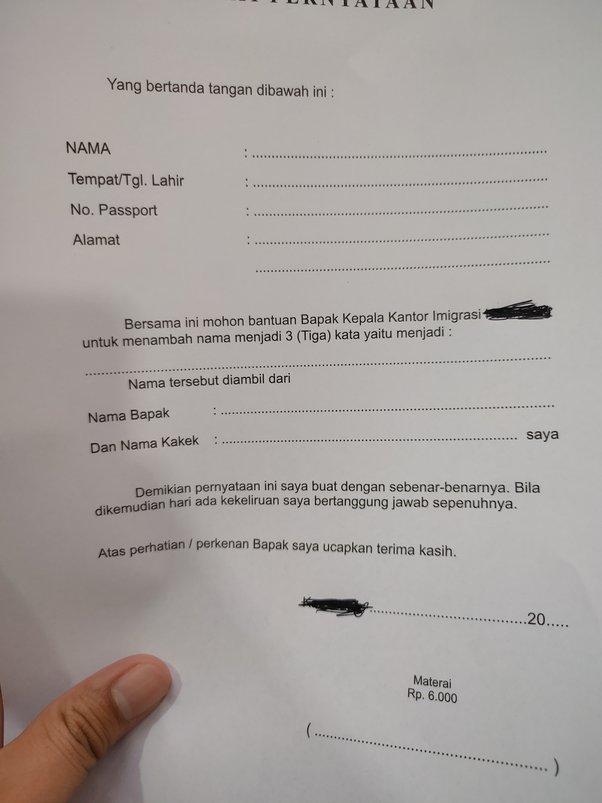 Detail Contoh Surat Pernyataan Penambahan Nama Di Paspor Nomer 22