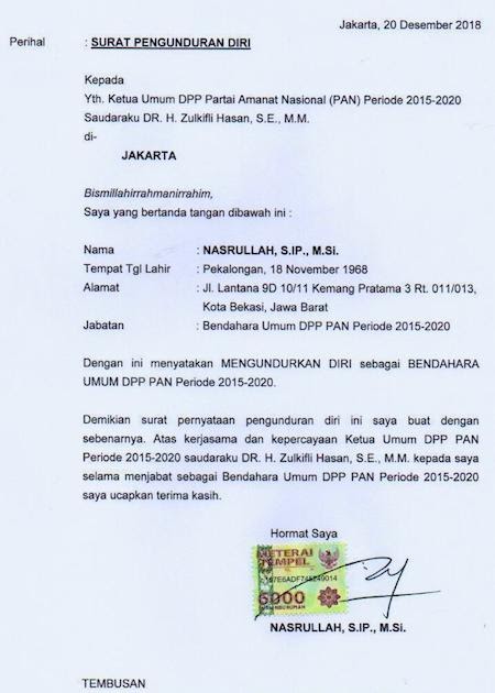 Detail Contoh Surat Pernyataan Pengunduran Diri Dari Sekolah Nomer 37