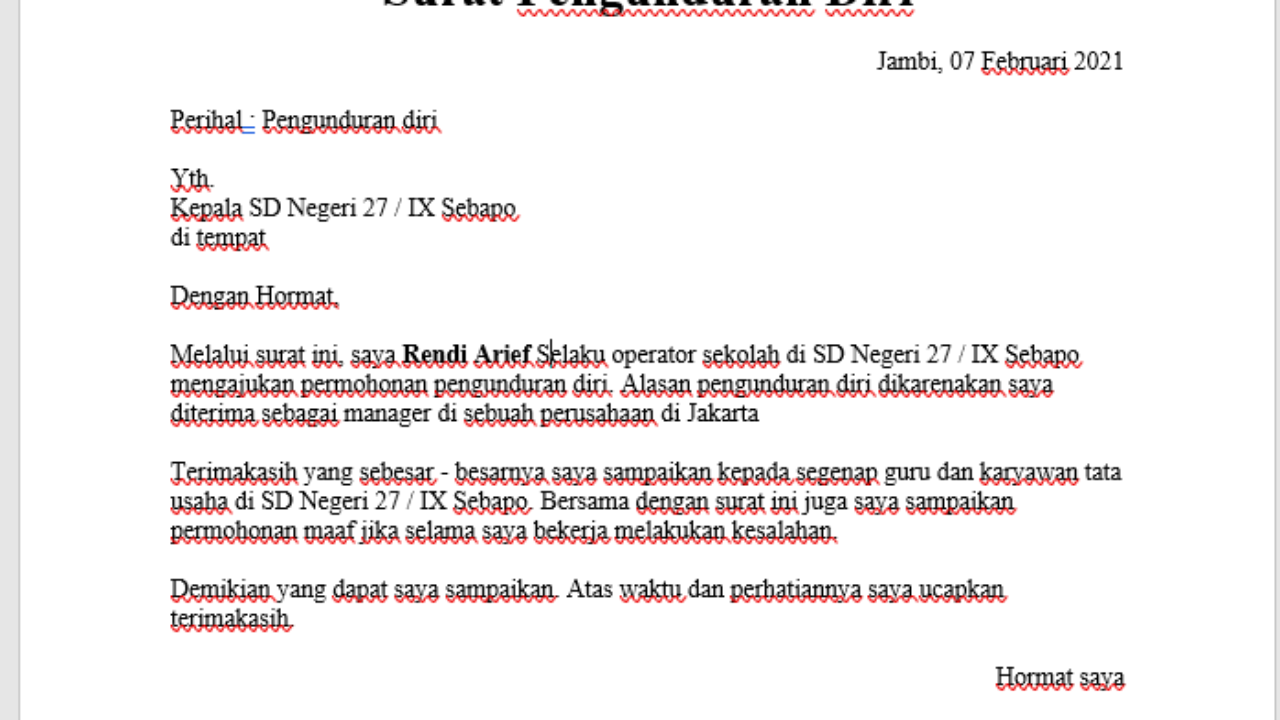 Detail Contoh Surat Pernyataan Pengunduran Diri Dari Sekolah Nomer 46