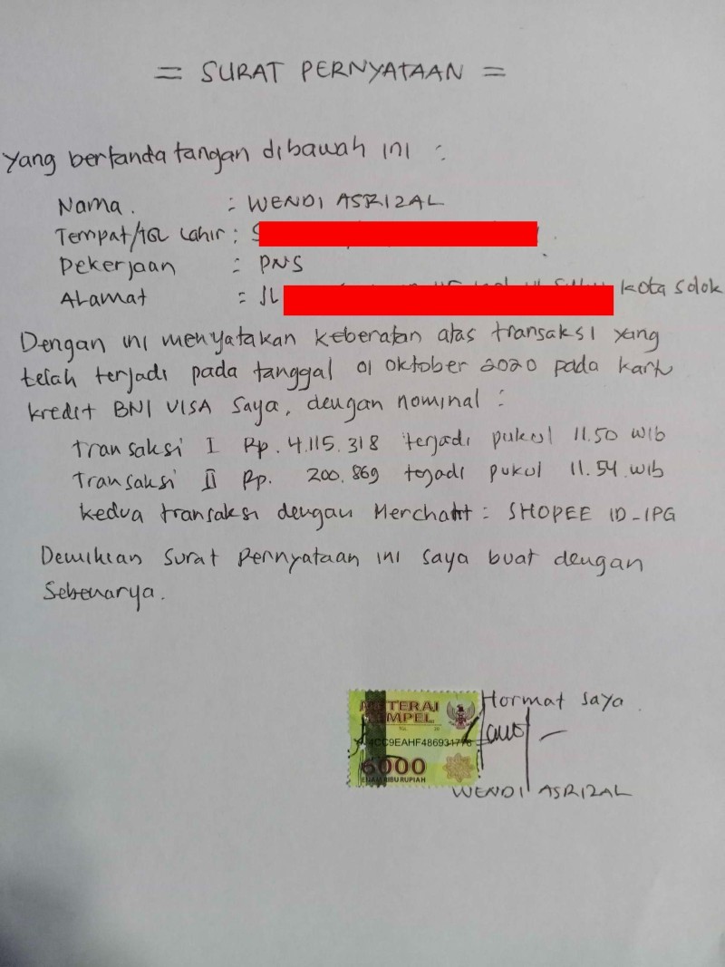 Detail Contoh Surat Pernyataan Penipuan Nomer 16