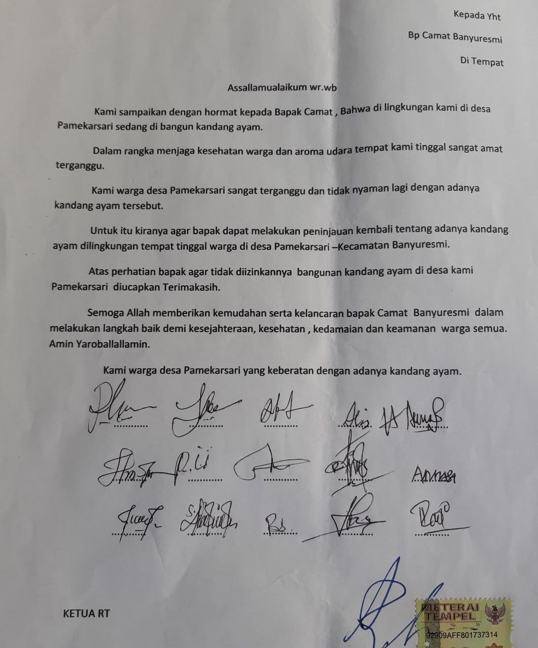 Contoh Surat Pernyataan Penolakan Warga - KibrisPDR