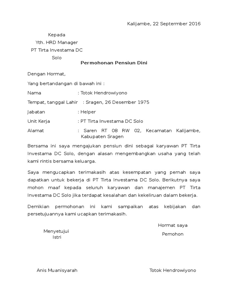 Detail Contoh Surat Pernyataan Pensiun Nomer 4