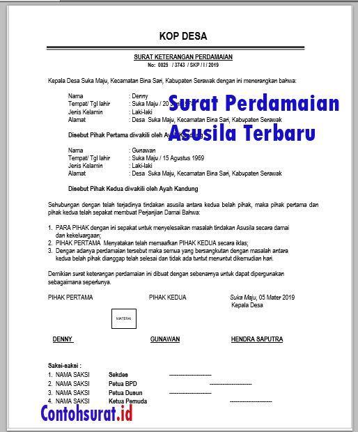 Detail Contoh Surat Pernyataan Perdamaian Nomer 50