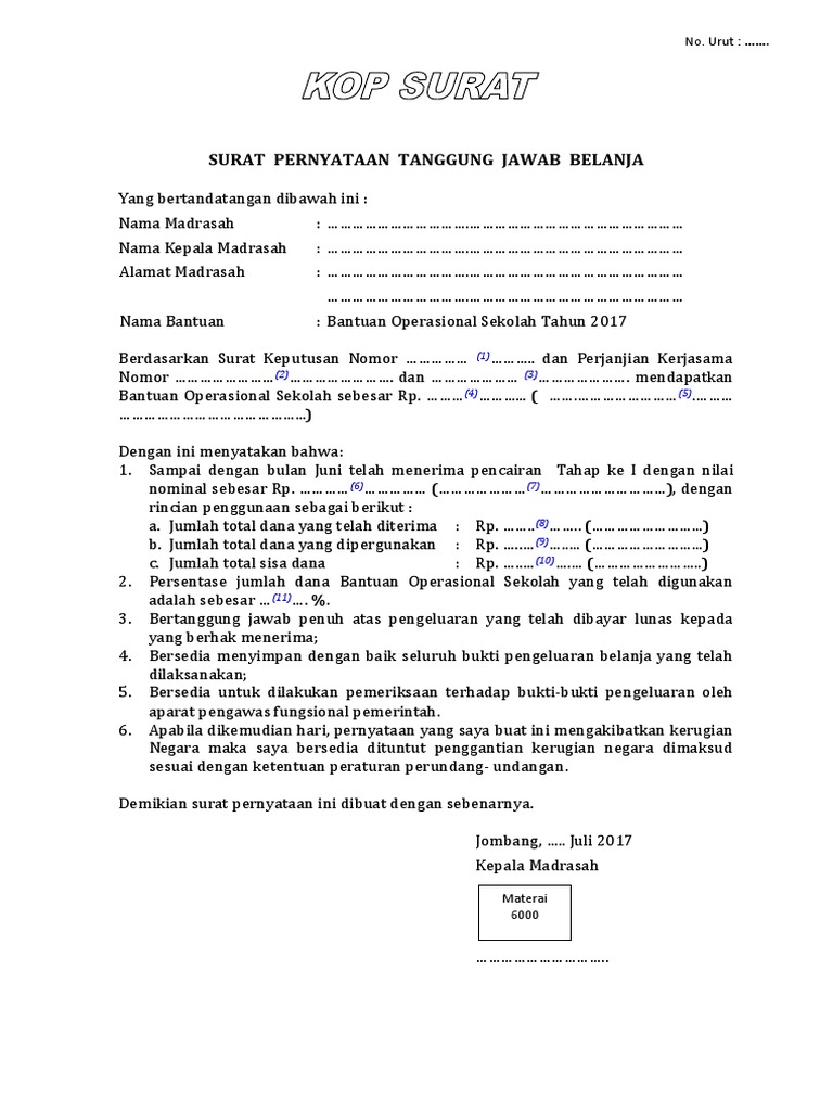Detail Contoh Surat Pernyataan Perjanjian Pertanggungjawaban Nomer 30