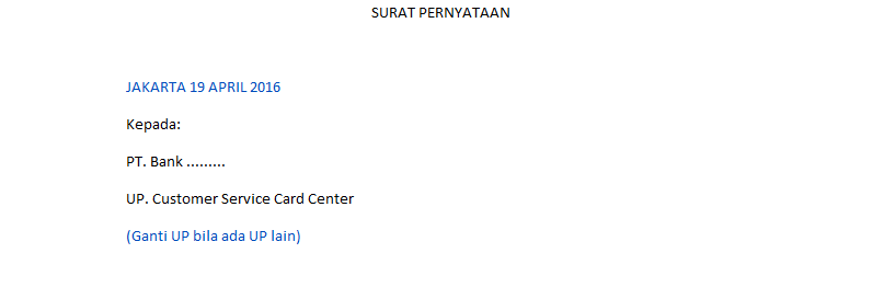 Detail Contoh Surat Pernyataan Perubahan Alamat Kartu Kredit Nomer 15