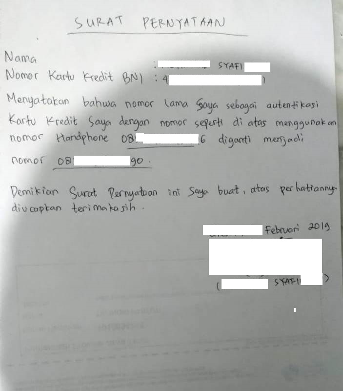 Detail Contoh Surat Pernyataan Perubahan Alamat Kartu Kredit Nomer 19