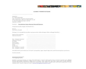 Detail Contoh Surat Pernyataan Perubahan Alamat Kartu Kredit Nomer 33