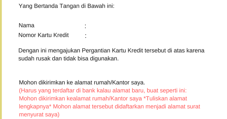 Detail Contoh Surat Pernyataan Perubahan Alamat Kartu Kredit Nomer 6