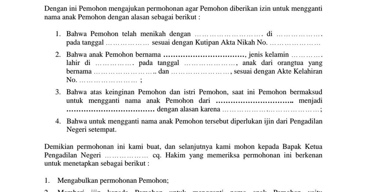 Detail Contoh Surat Pernyataan Perubahan Nama Nomer 28