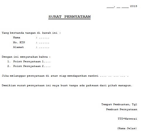 Detail Contoh Surat Pernyataan Pribadi Nomer 16