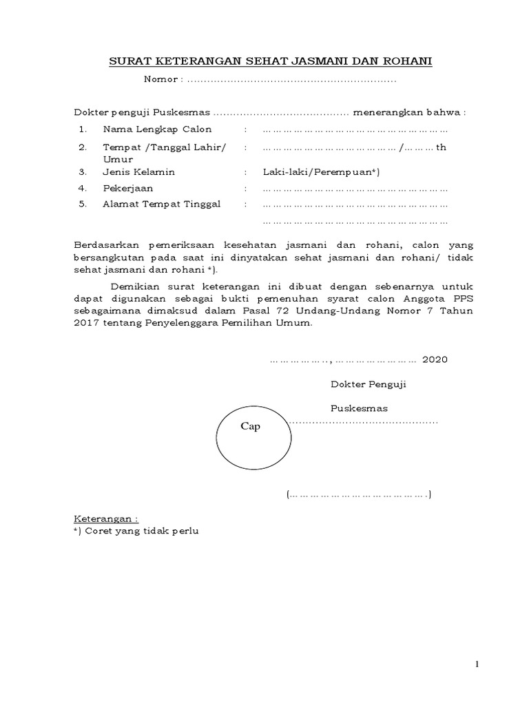 Detail Contoh Surat Pernyataan Sehat Jasmani Dan Rohani Nomer 17