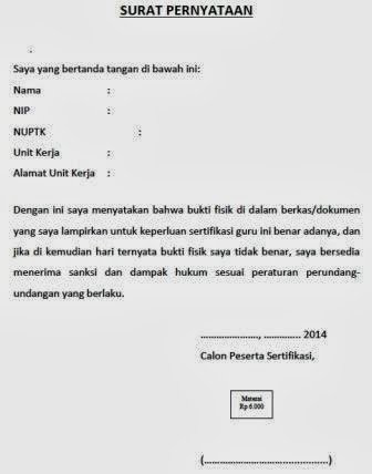 Detail Contoh Surat Pernyataan Sertifikasi Guru Nomer 40