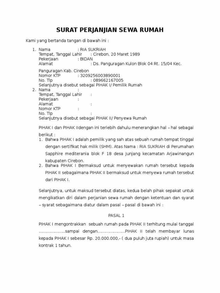 Detail Contoh Surat Pernyataan Sewa Nomer 56