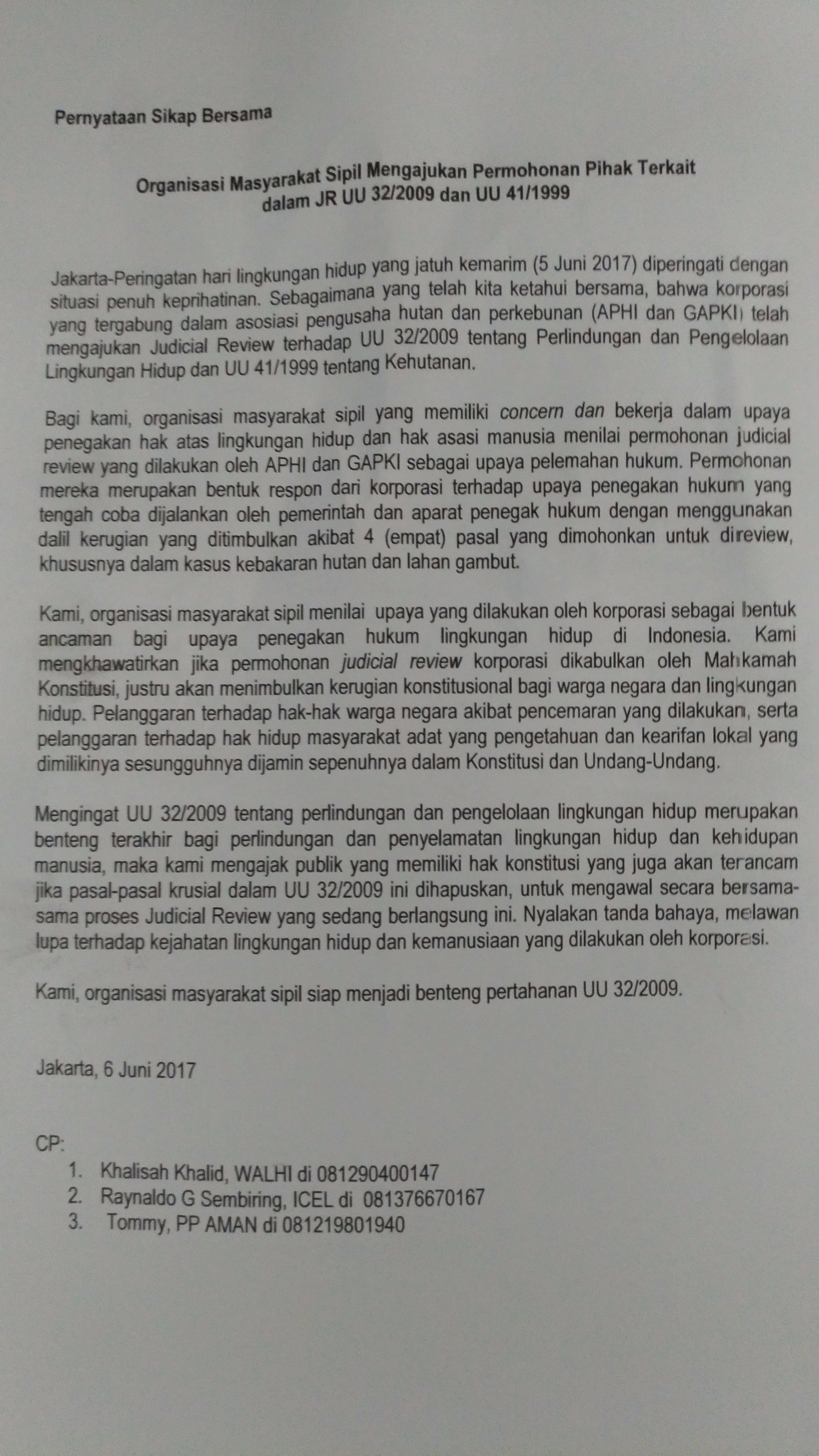 Detail Contoh Surat Pernyataan Sikap Bersama Nomer 31