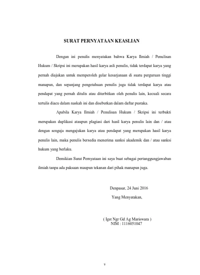 Detail Contoh Surat Pernyataan Skripsi Nomer 21