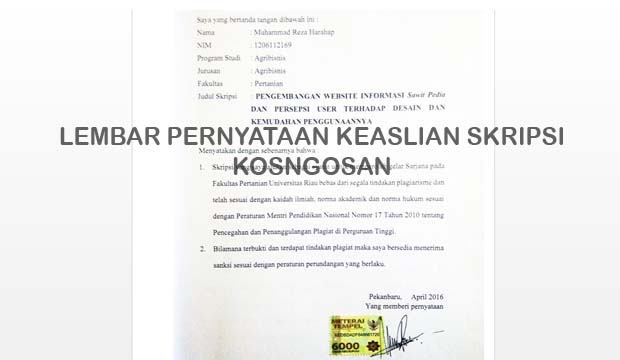 Detail Contoh Surat Pernyataan Skripsi Nomer 4