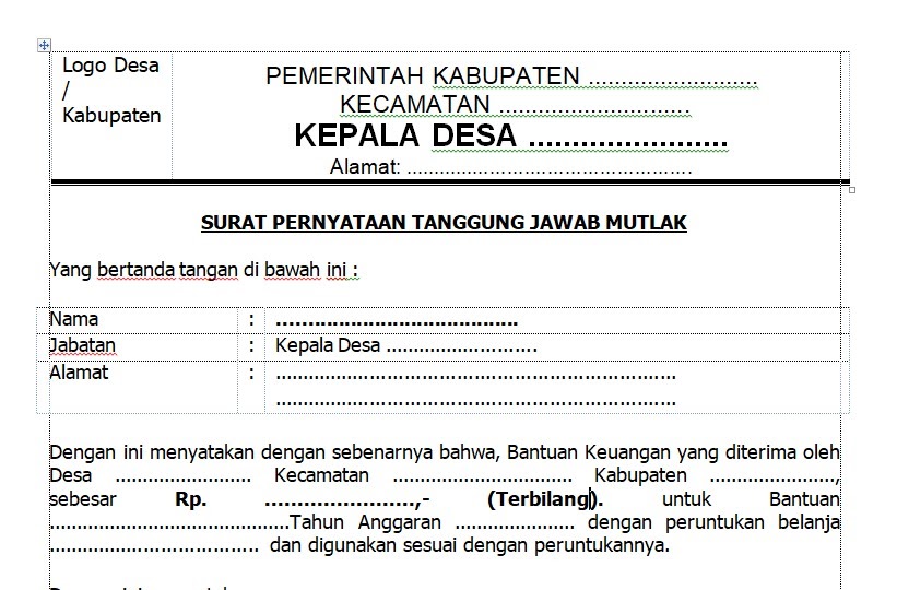 Detail Contoh Surat Pernyataan Tanggung Jawab Mutlak Nomer 29