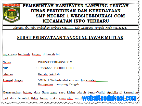 Detail Contoh Surat Pernyataan Tanggungjawab Mutlak Nomer 47