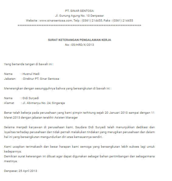 Halaman Unduh untuk 9 Contoh Surat Pengalaman Kerja Ideas | Surat, Yang